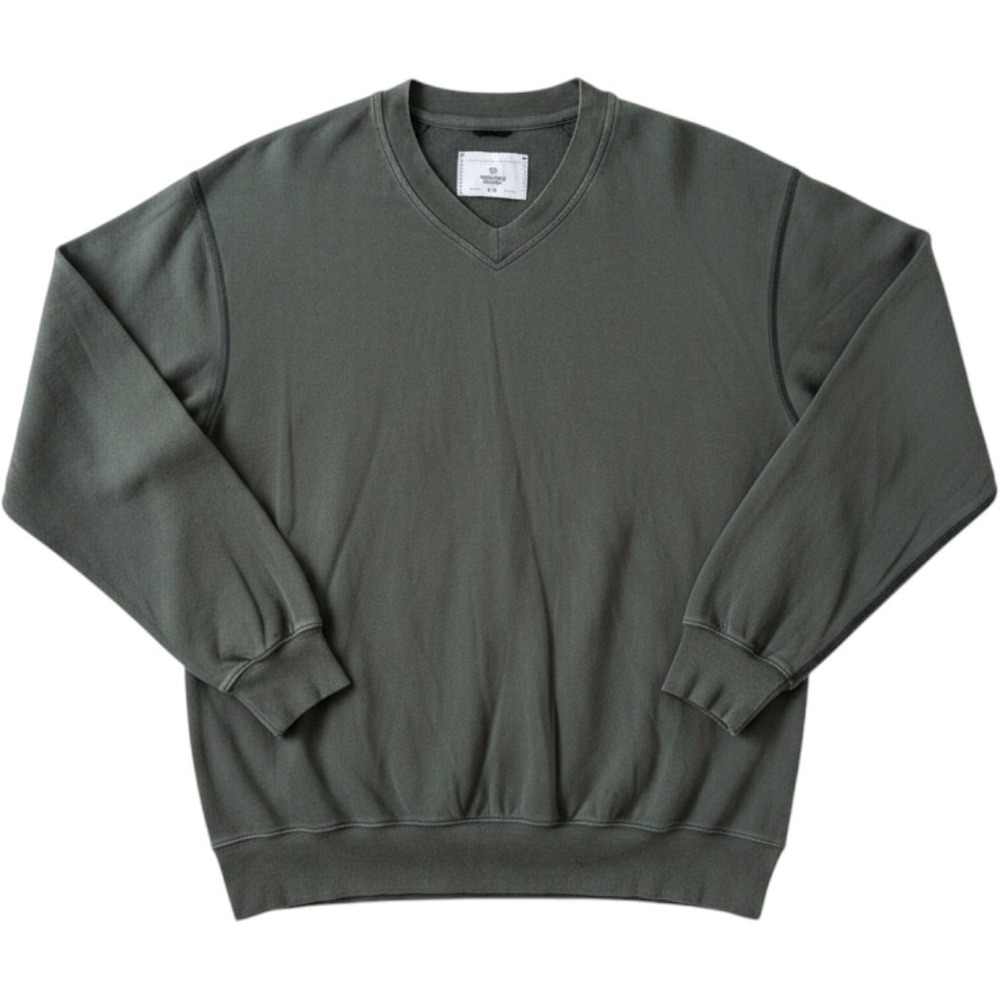 Reigning Champ Mens V-Neck Midweight Terry Sweatshirt Size M Gray Pullover